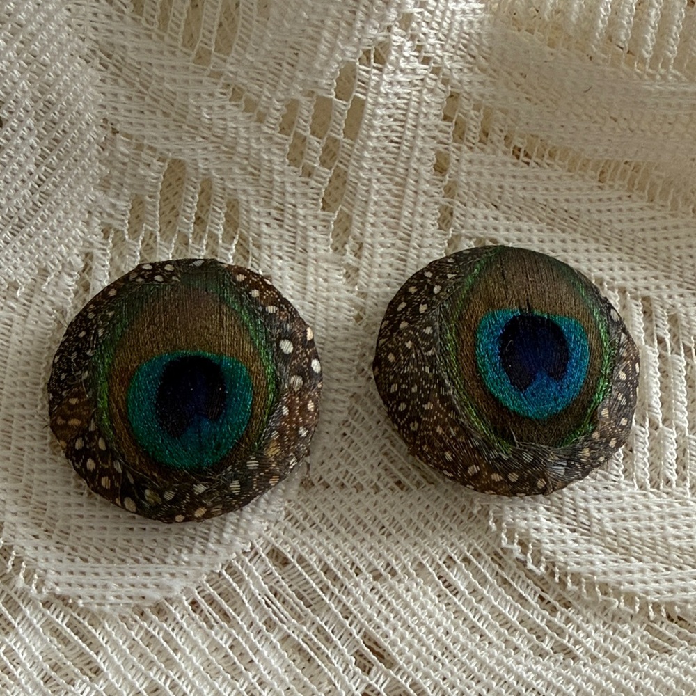 Vintage Peacock Feather Shoe clips